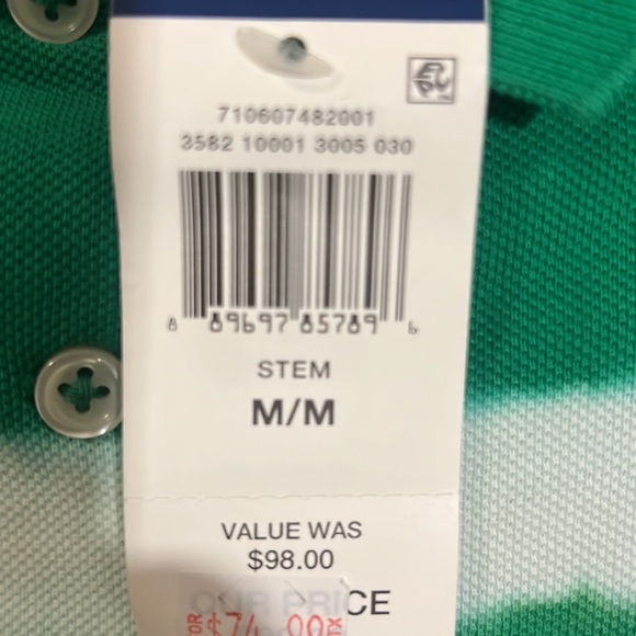 NWT Rare Polo Ralph Lauren Dip Dyes Green & White Stripe Polo Shirt Medium - Picture 9 of 9